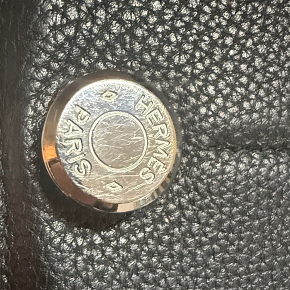 Hermes Black Leather Wallet with Silver Button - Picture 5 of 5